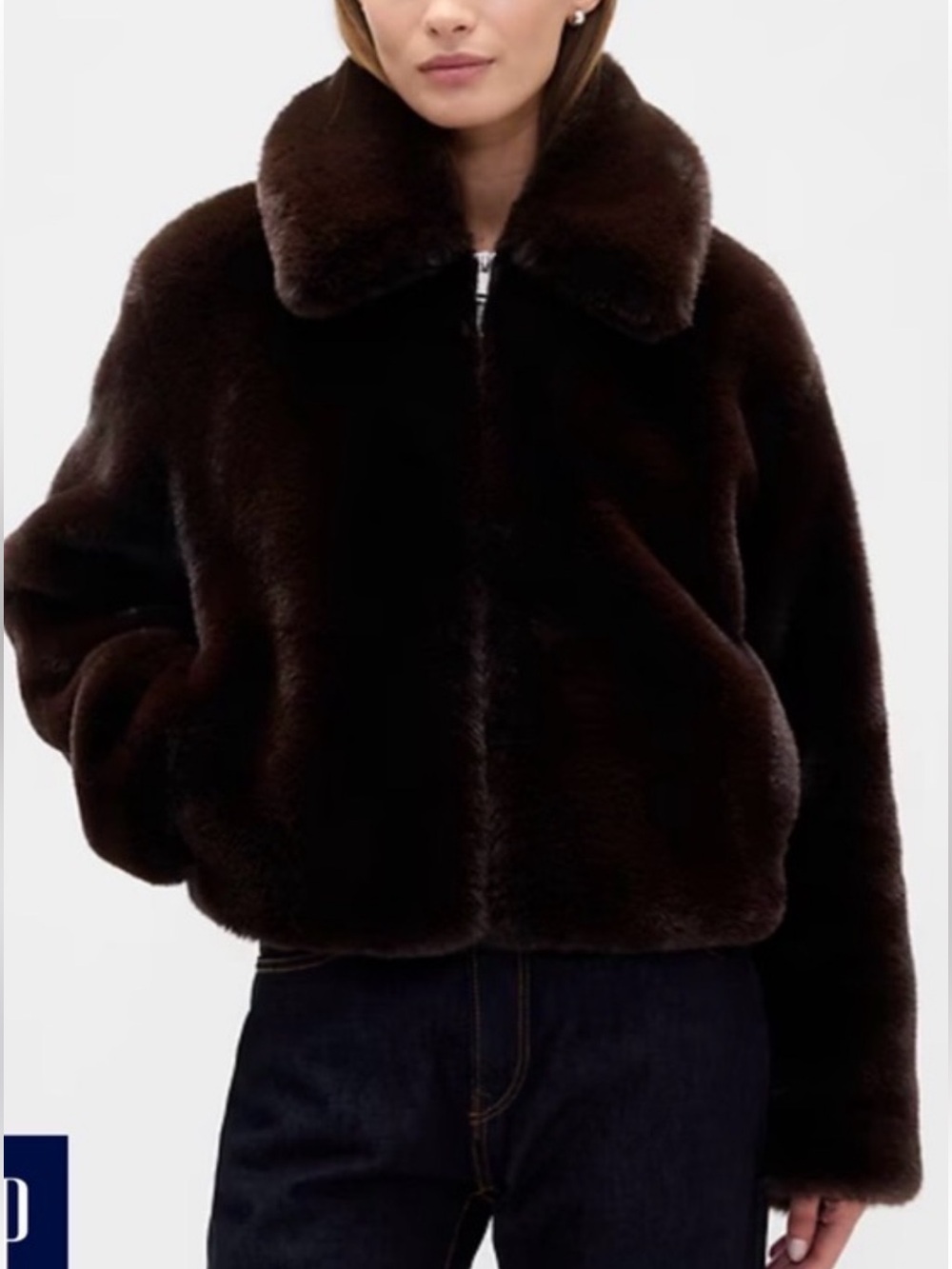 GAP Faux Fur Jacket in Terra Brown